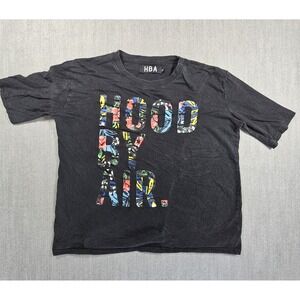 HBA Women's Black T-shirt Short Sleeve Art Graphic Print  "Hood by Air" Size XL